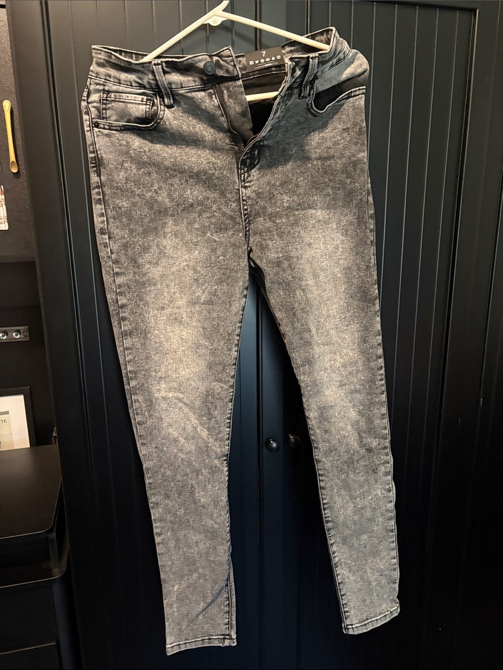 Fashion Nova Black Gray Washed Skinny Jeans